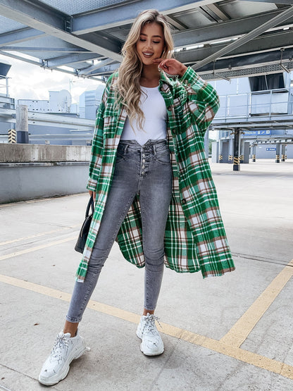 Women's Checkered Shirt Coat in Soft Cotton Blend NOVAE