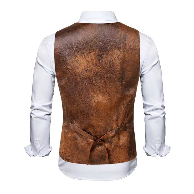 Men's stylish vest with leather accents and practical pockets NOVAE