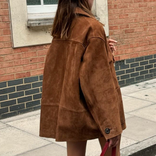 Women's elegant suede jacket in oversized style NOVAE