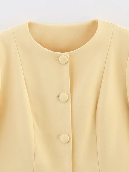 Women's elegant blazer with a fashionable cut and decorative button details NOVAE