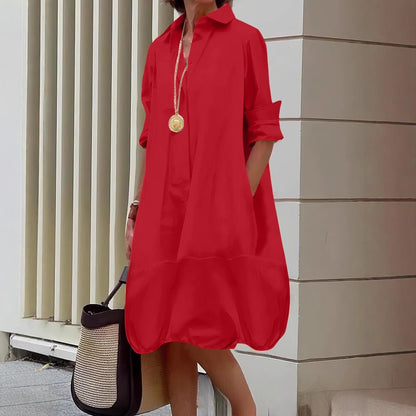 Women's Casual Shirt Dress with Wide Hem NOVAE