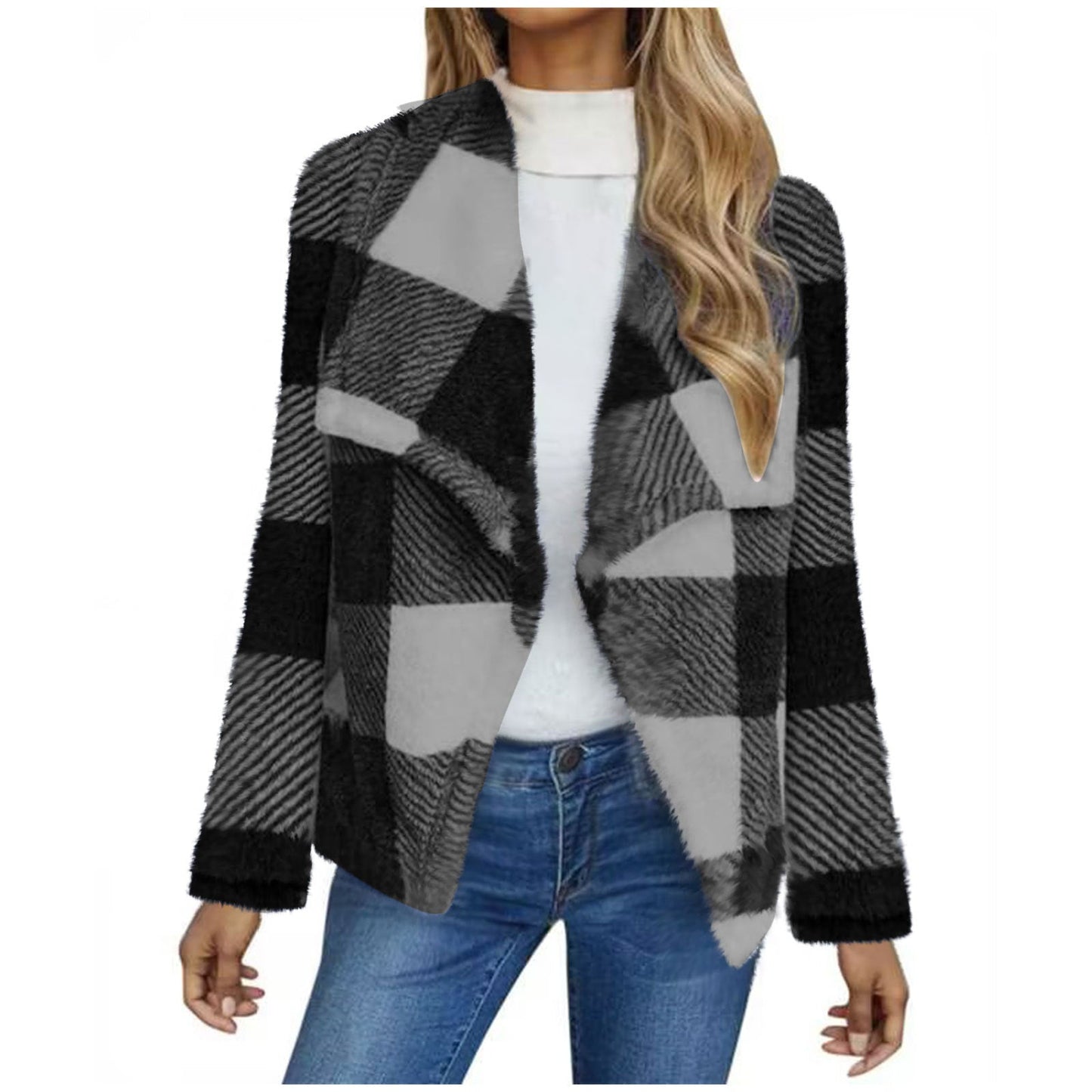 Women's Cozy Jacket in Checkered Design NOVAE