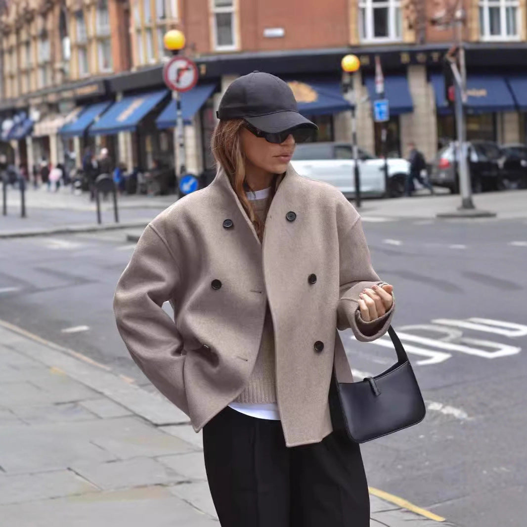 Women's lined boucle jacket with double button placket NOVAE