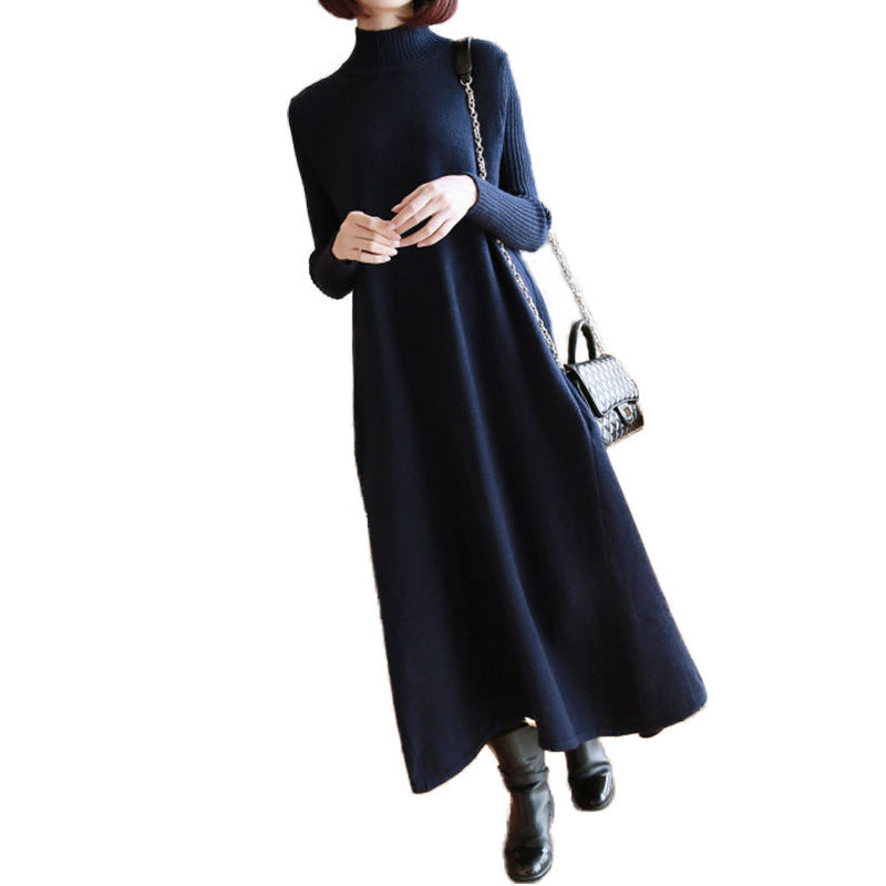 Women's knitted dress with elegant roll neck and trendy A-line cut NOVAE