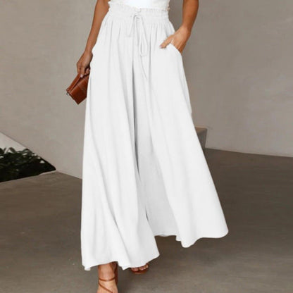 Women's flowing maxi trousers with elasticated waistband and side pockets NOVAE