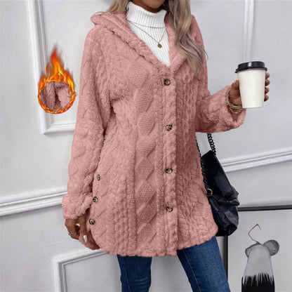 Women's Cozy Teddy Jacket with Button Closure NOVAE