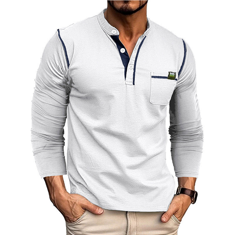 Men's Stylish Long-Sleeve Shirt with Button Placket and Chest Pocket NOVAE