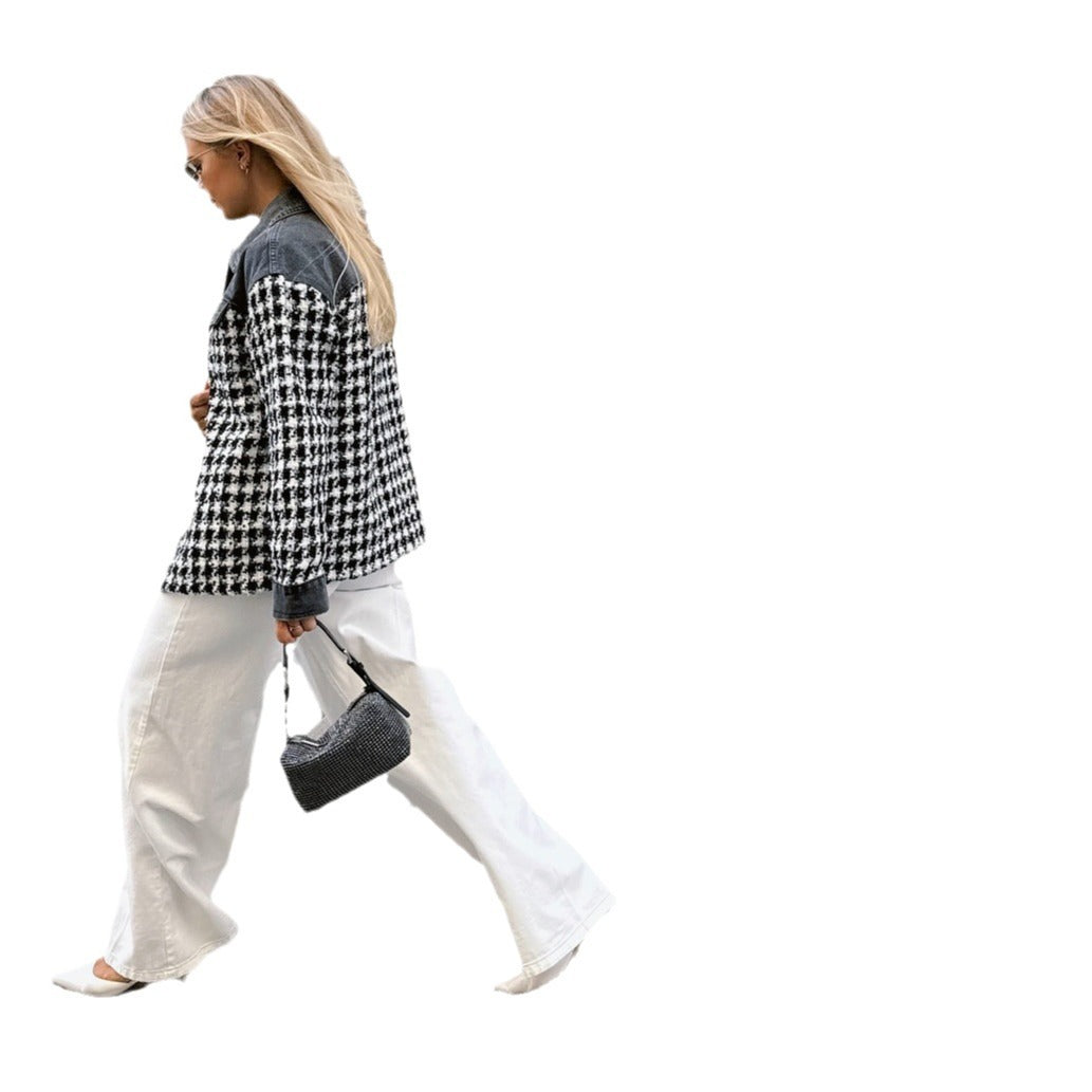 Women's elegant checked jacket with a wide cut and high-quality details NOVAE