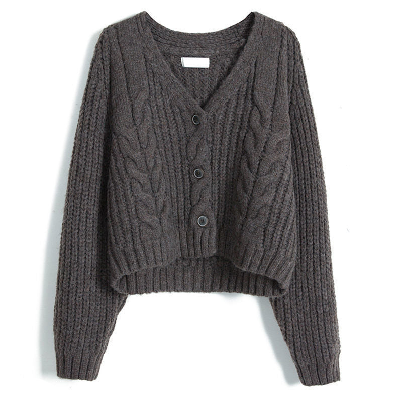 Women's cozy knitted cardigan with decorative cable pattern NOVAE