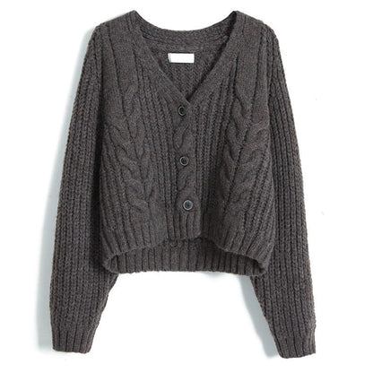 Women's cozy knitted cardigan with decorative cable pattern NOVAE