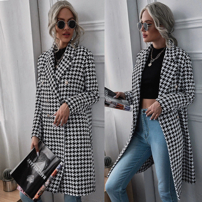 Women's oversized blazer in exclusive houndstooth design NOVAE