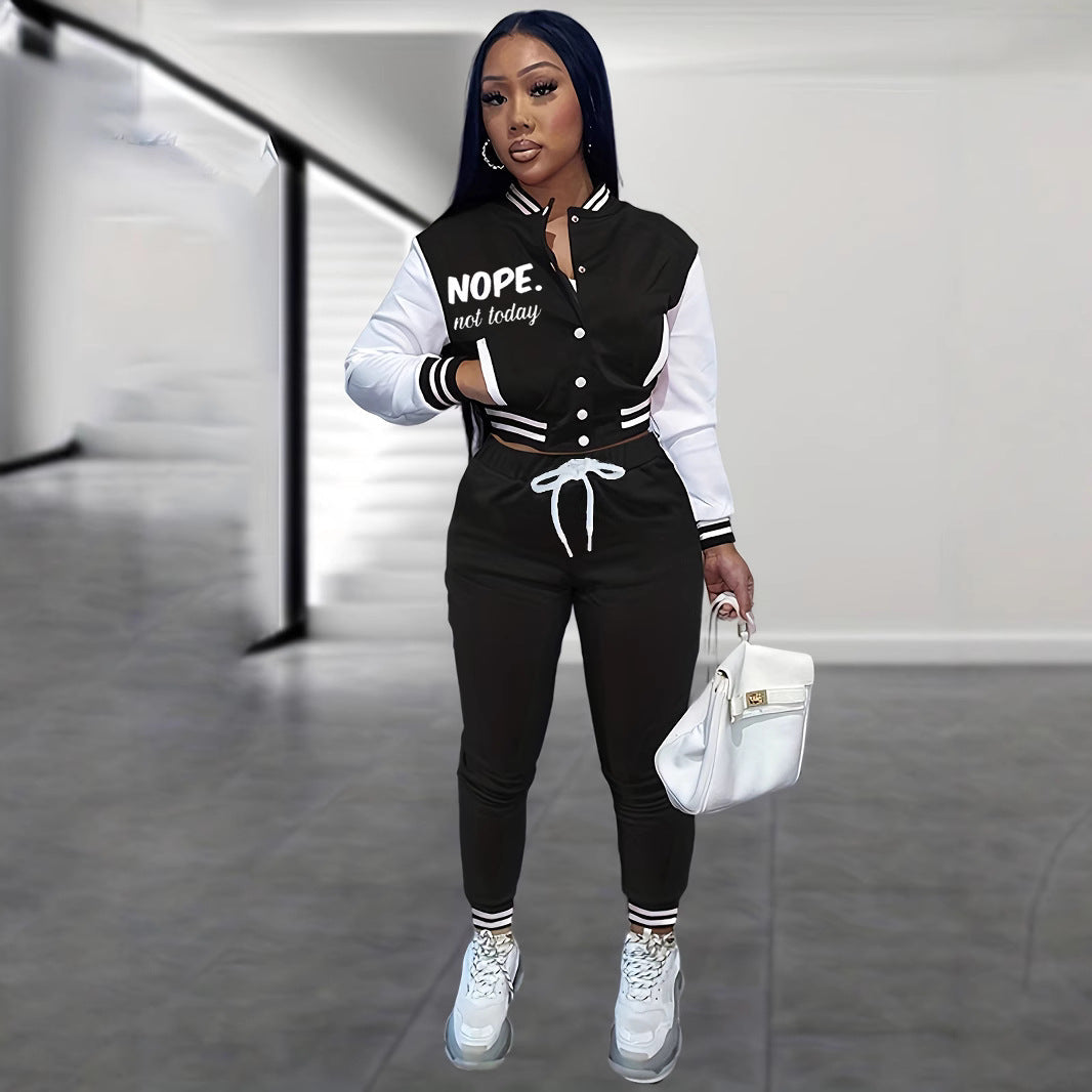 Women's sports jumpsuit with contrasting sleeves and fashionable NOVAE lettering