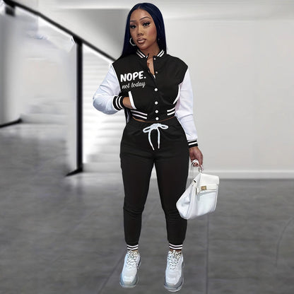 Women's sports jumpsuit with contrasting sleeves and fashionable NOVAE lettering