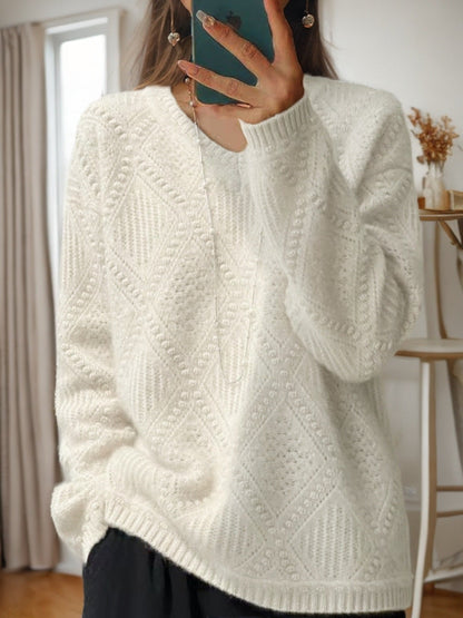 Women's knitted sweater with textured finish and soft feel NOVAE