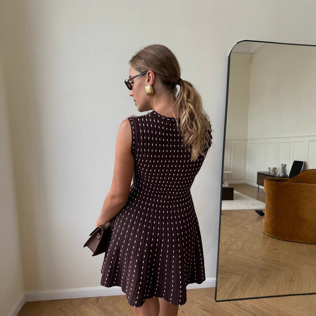 Women's knit dress with elegant rib pattern and feminine silhouette NOVAE