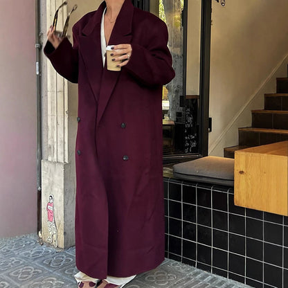 Women's Elegant Wool Coat with Double-Button Design NOVAE