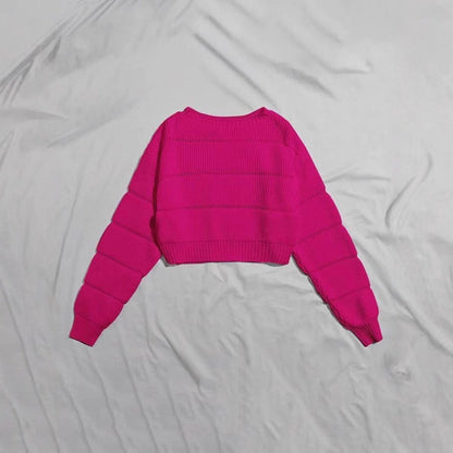 Women's trendy knit sweater with structured ribbed look and cropped cut NOVAE