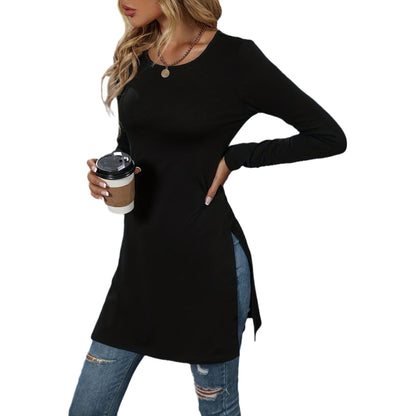 Women's long-sleeved tunic with side slits and modern cut NOVAE
