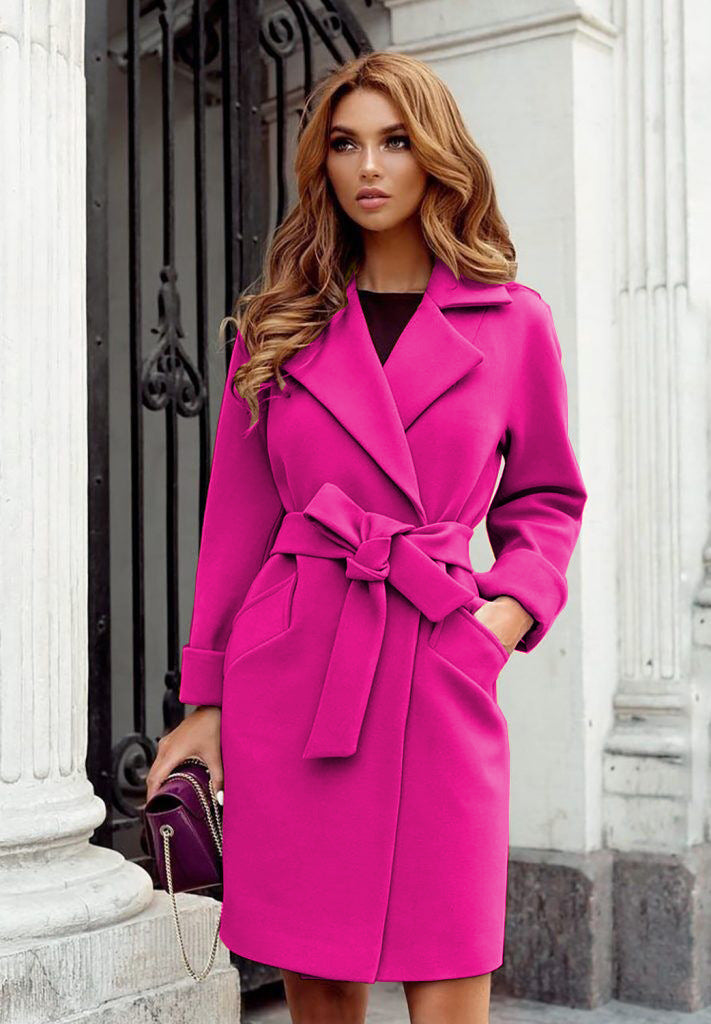 Women's Elegant Trench Coat with Belt and Practical Pockets NOVAE