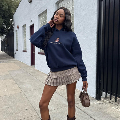 Women's hooded sweatshirt with playful bear motif and soft cotton blend NOVAE