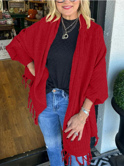 Women's versatile poncho with fringe NOVAE