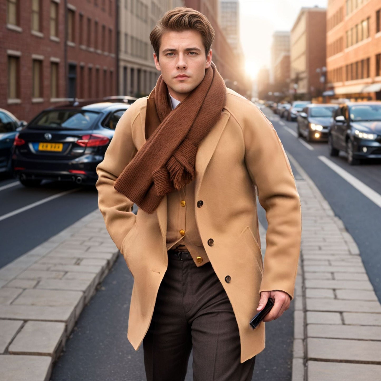 Men's casual duffle coat with a stylish stand-up collar and practical pockets NOVAE