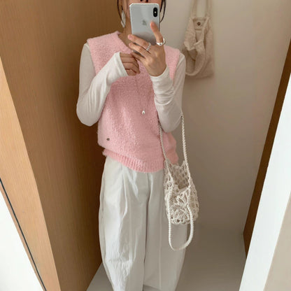 Women's knitted vest with soft, fluffy material and modern cut NOVAE