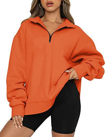 Women's fashionable oversized sweater with short zipper and casual sleeves NOVAE