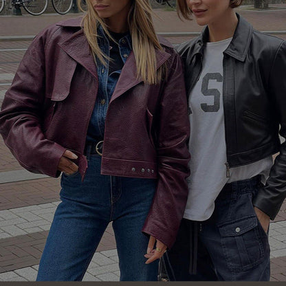 Women's casual faux leather jacket in a modern oversized style NOVAE