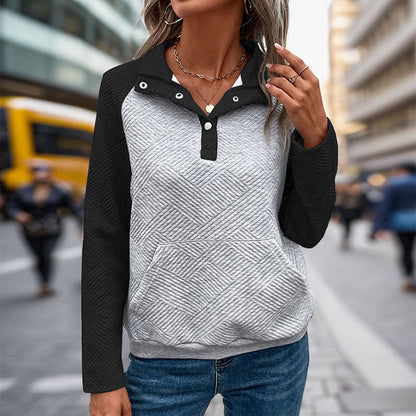 Women's casual sweater with structured design and button placket NOVAE
