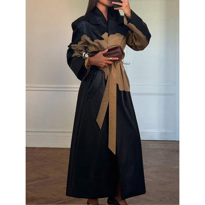 Women's Fashionable Windbreaker Coat with Belt and Pockets NOVAE
