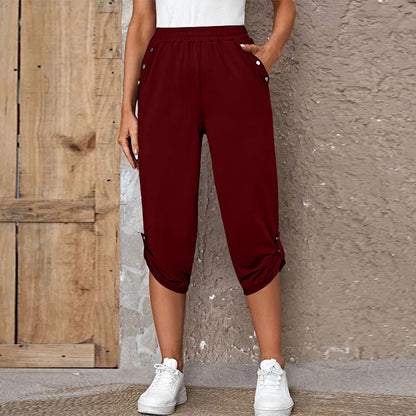 Women's sporty leisure trousers with elasticated waistband and practical side pockets NOVAE