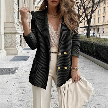 Women's structured blazer jacket with double button placket and practical pockets NOVAE