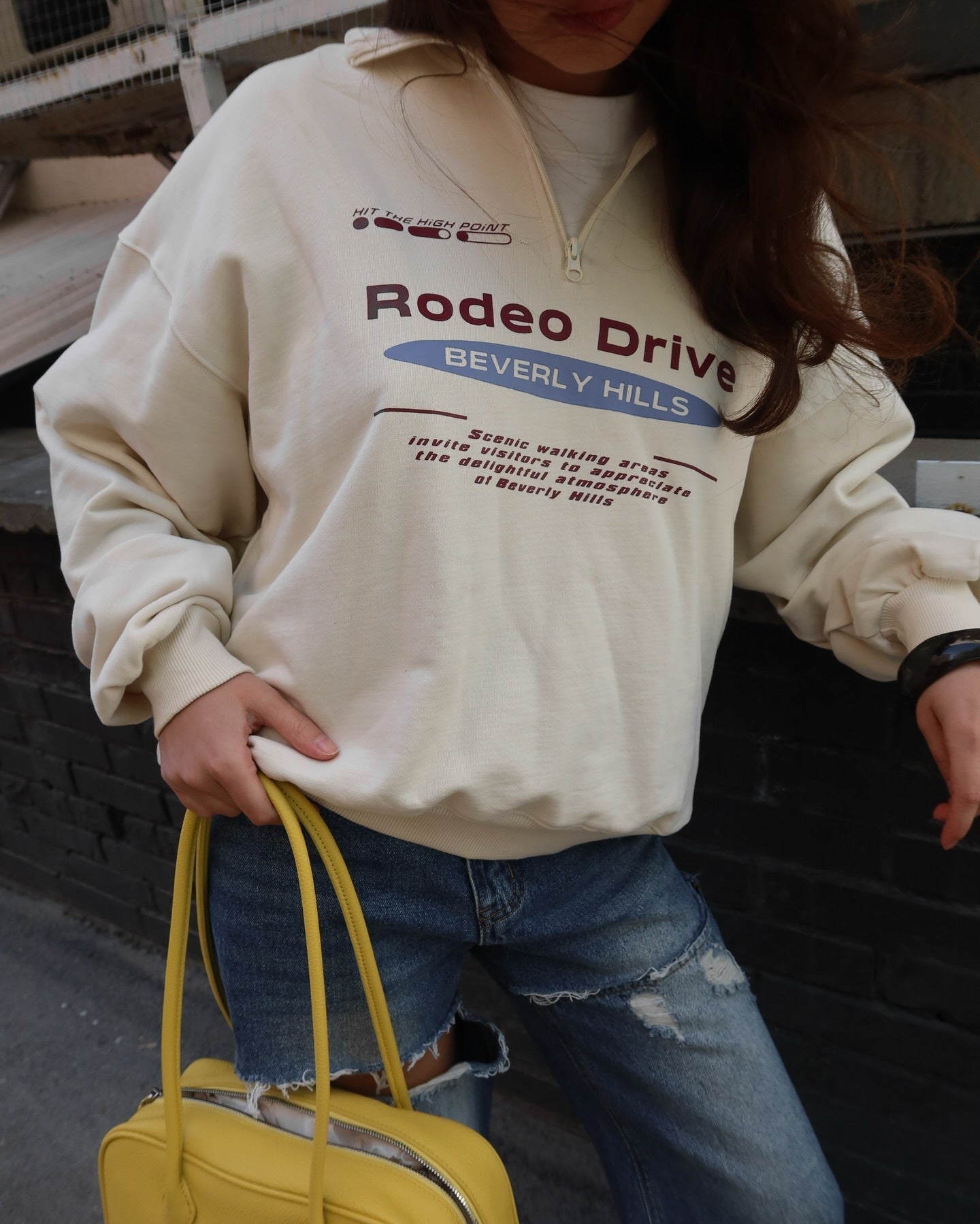 Women's sweatshirt with stand-up collar and fashionable NOVAE print