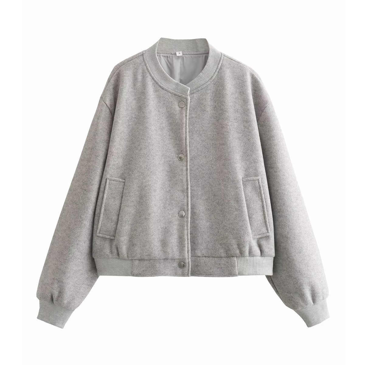 Women's fashionable sweatshirt jacket with button closure and practical pockets NOVAE