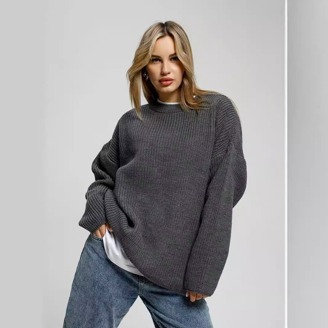 Women's casual oversized sweater with textured knit pattern NOVAE