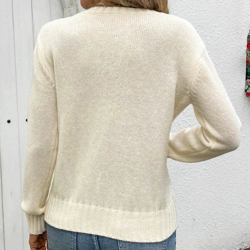 Women's knit sweater with a sophisticated wave pattern and high flexibility NOVAE