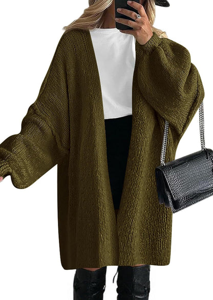 Women's Casual Knit Coat with Deep V-Neck and Wide Sleeves NOVAE