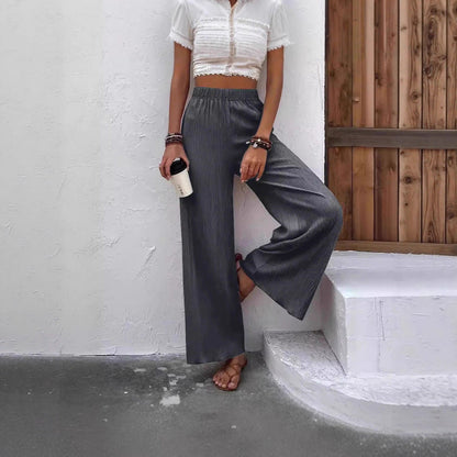 Women's wide-leg lounge trousers with elasticated waistband and pleats NOVAE