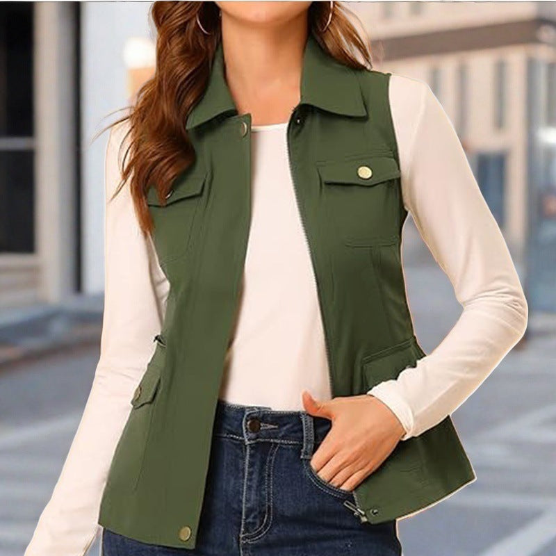 Women's stylish vest with practical pockets NOVAE