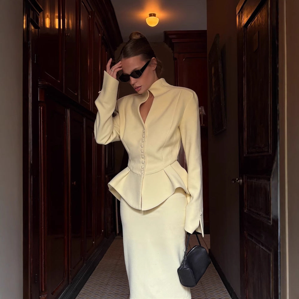 Women's elegant sheath dress with shimmering buttons and feminine cut NOVAE