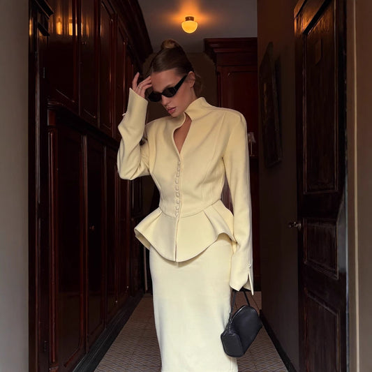 Women's elegant sheath dress with shimmering buttons and feminine cut NOVAE