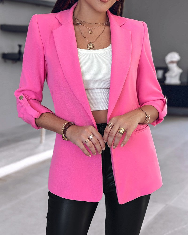 Women's fashionable blazer with roll-up sleeves and a fine cut NOVAE