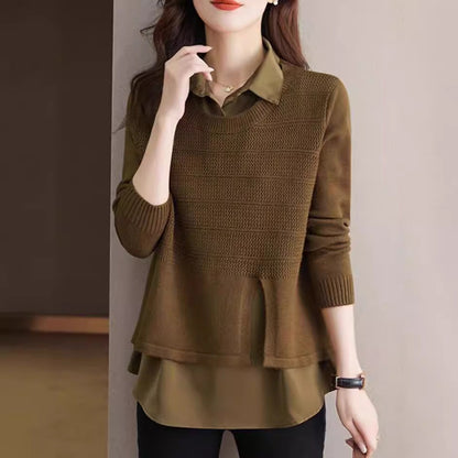 Women's Fashionable Layered Sweater with Texture NOVAE