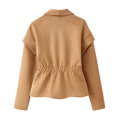 Women's fashionable blazer jacket with generous pockets and asymmetrical cut NOVAE