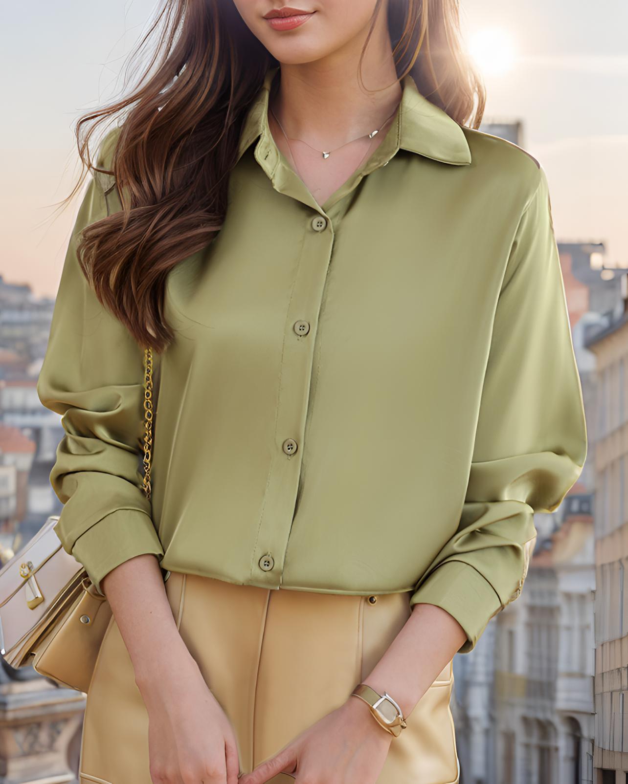 Women's elegant and lightweight blouse with a comfortable cut and subtle sheen NOVAE