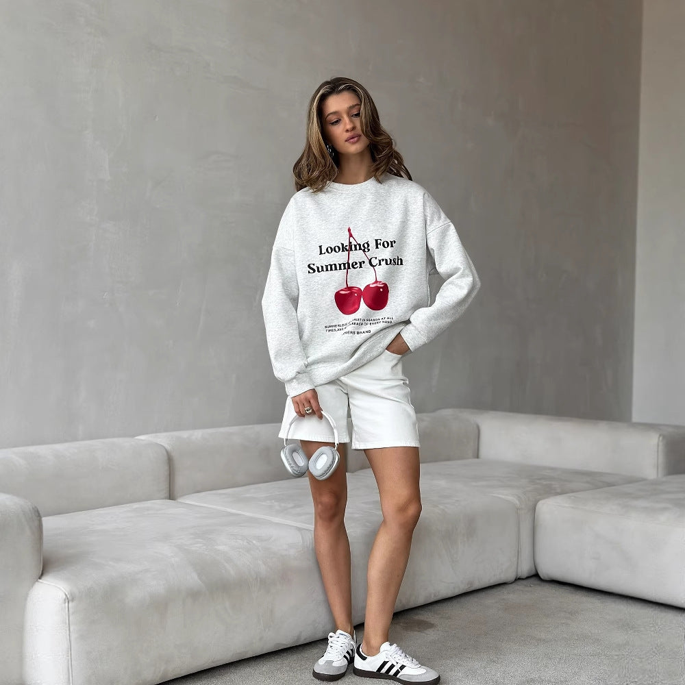 Women's casual sweatshirt with dropped shoulders and soft lining NOVAE