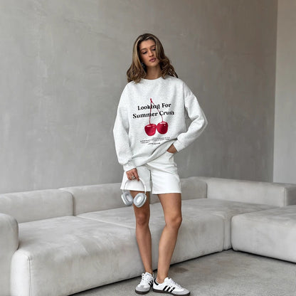 Women's casual sweatshirt with dropped shoulders and soft lining NOVAE