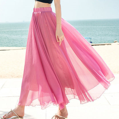 Women's Long, Flowing Chiffon Skirt with Elastic Waistband NOVAE