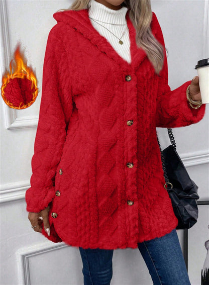 Women's Cozy Teddy Jacket with Button Closure NOVAE